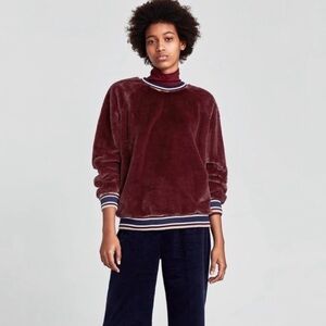 Zara fluffy faux fur sporty pullover sweatshirt